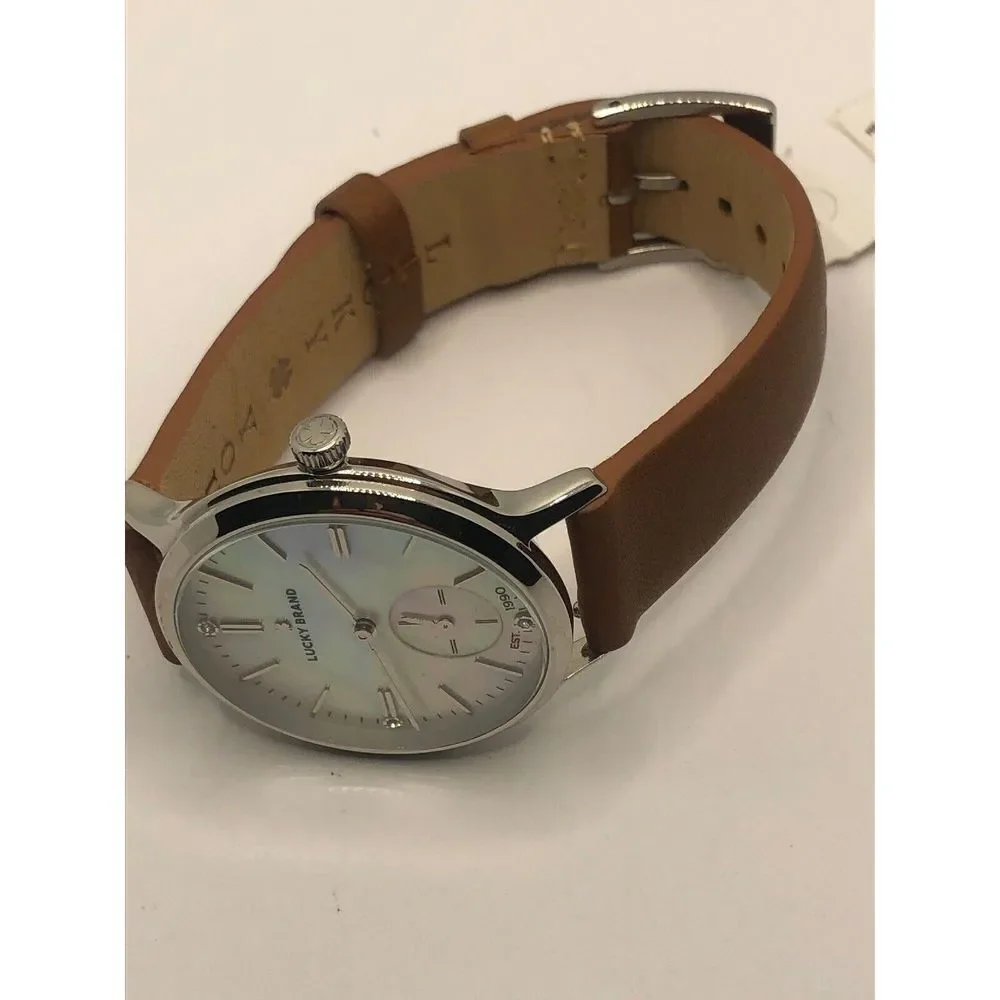 Lucky Brand LW00156 Women's Brown Leather Analog Silver Dial Quartz Watch OP19